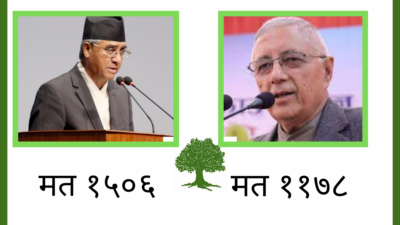 देउवाले १५०६ मत पाउँदा काेइरालाकाे मत ११७८ मात्र
