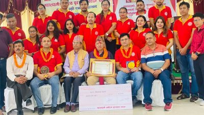 महालक्ष्मी विकास बैंकद्वारा प्रा. डा. गोविन्दराज भट्टराई सम्मानित